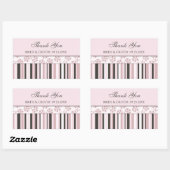 ピンクストライプの結婚式の引き出物ラベル 長方形シール (シート)