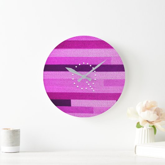 ピンクストライプの編地モノグラカスタマイズム ラージ壁時計 (ホーム)