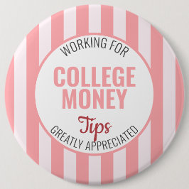 ピンクストライプの色、ヒントを参照して、大学のお金 缶バッジ