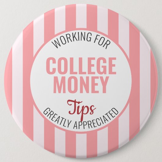 ピンクストライプの色、ヒントを参照して、大学のお金 缶バッジ (正面)