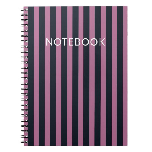 ピンクストライプの色 | 海軍名前をカスタムする ノートブック (正面)