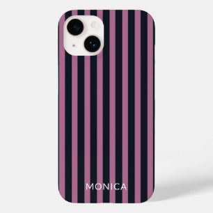 ピンクストライプの色 海軍名前をカスタムする Case-Mate iPhone 14ケース
