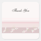 ピンクストライプの花と小さな花 スクエアシール (正面)