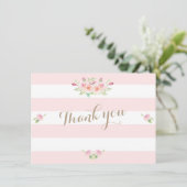 ピンクストライプの花結婚様ありがとう サンキューカード (スタンド正面)