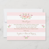 ピンクストライプの花結婚様ありがとう サンキューカード (裏面)