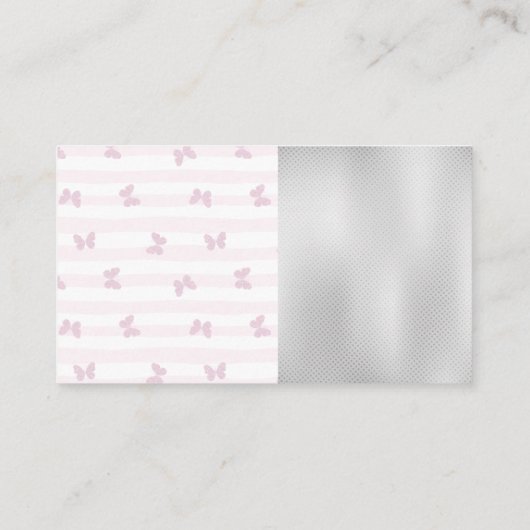 ピンクストライプの蝶 | メイクアップキットまつ毛 名刺 (裏面)