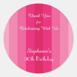 ピンクストライプの誕生日パーティーありがとうございまパーソナライズされたす ラウンドシール