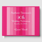 ピンクストライプの誕生日パーティーメモリ ゲストブック (正面)