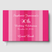 ピンクストライプの誕生日パーティーメモリ ゲストブック (正面)