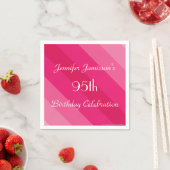 ピンクストライプの誕生日パーティー紙 スタンダードカクテルナプキン (インサイチュ)