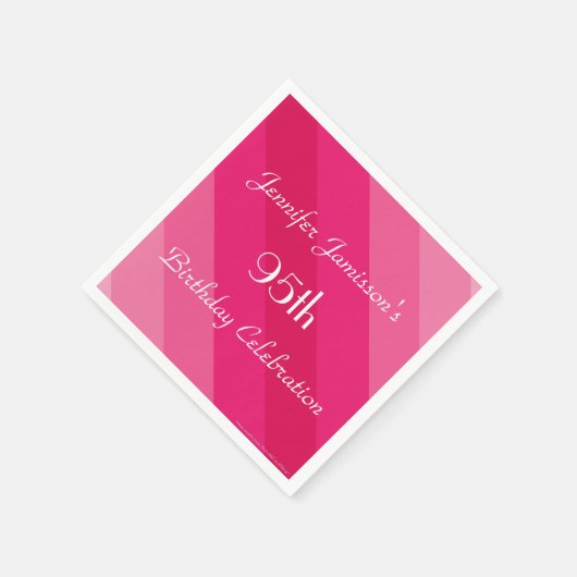 ピンクストライプの誕生日パーティー紙 スタンダードカクテルナプキン (角)