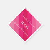 ピンクストライプの誕生日パーティー紙 スタンダードカクテルナプキン (角)