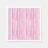 ピンクストライプの赤ちゃん女の子ベビシャワー スタンダードカクテルナプキン (正面)