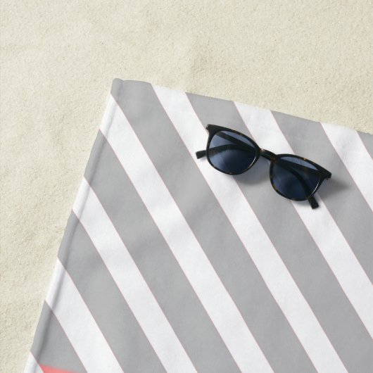 ピンクストライプの黄シンプル数々の色クールユニーク ビーチタオル (インサイチュ)