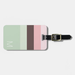 ピンクストライプの、緑、茶色のモノグラム ラゲッジタグ