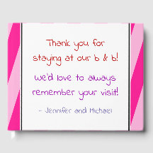 ピンクストライプのB&Bビジターブック