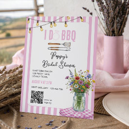 ピンクストライプのI Do BBQと野の花のブライズシャワー 招待状