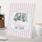 ピンクストライプアイスクリーム誕生日標識 台座サイン (インサイチュ)