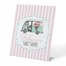 ピンクストライプアイスクリーム誕生日標識