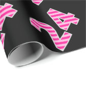 ピンクストライプイベント24誕生日番号 ラッピングペーパー (ロールコーナー)