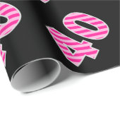 ピンクストライプイベント40誕生日番号 ラッピングペーパー (ロールコーナー)