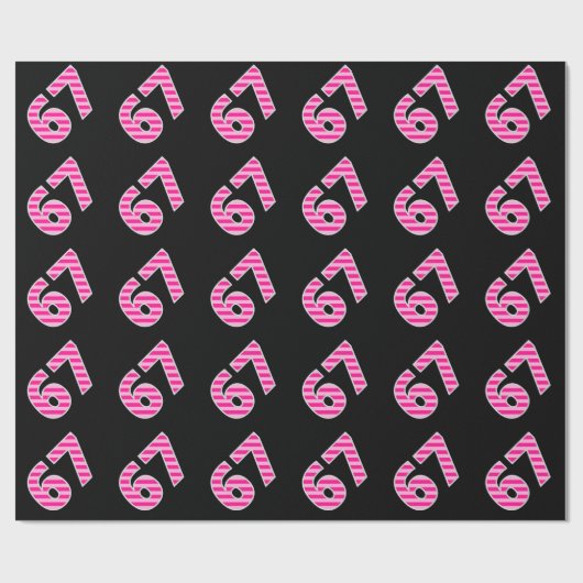 ピンクストライプイベント67誕生日番号 ラッピングペーパー (フラット)