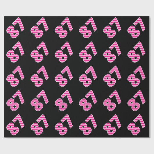 ピンクストライプイベント87誕生日番号 ラッピングペーパー (フラット)