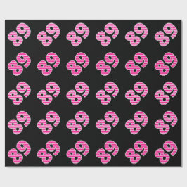 ピンクストライプイベント89誕生日番号 ラッピングペーパー