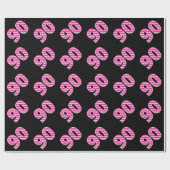 ピンクストライプイベント90誕生日番号 ラッピングペーパー (フラット)