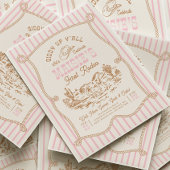 ピンクストライプカウガール誕生日招待状 招待状