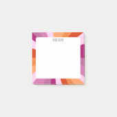 ピンクストライプカスタムシック・モノグラムパーソナライズされた ポストイット (正面)