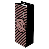 ピンクストライプカスタムモノグラム&会社名 ワインギフトバッグ (正面アングル)