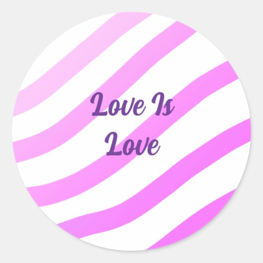 ピンクストライプカラフルパステル愛は愛プライド ラウンドシール (正面)