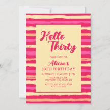 ピンクストライプカラフル誕生日Hello30ガーリー