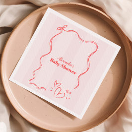 ピンクストライプコケット弓ベビーシャワー スタンダードカクテルナプキン