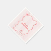 ピンクストライプコケット弓ベビーシャワー スタンダードカクテルナプキン (角)