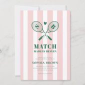 ピンクストライプコズカントリークラブテニスブライダルシャワー 招待状 (正面)