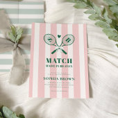 ピンクストライプコズカントリークラブテニスブライダルシャワー 招待状