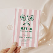 ピンクストライプコズカントリークラブテニスブライダルシャワー 招待状