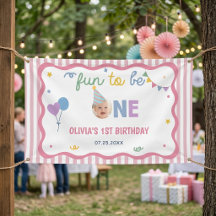 ピンクストライプスのファン・トゥー・ワン 1歳の誕生日 