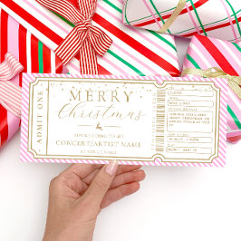 ピンクストライプチケットコンサートギフト券カード 招待状