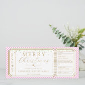 ピンクストライプチケットコンサートギフト券カード 招待状 (スタンド正面)