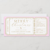 ピンクストライプチケットコンサートギフト券カード 招待状 (正面)