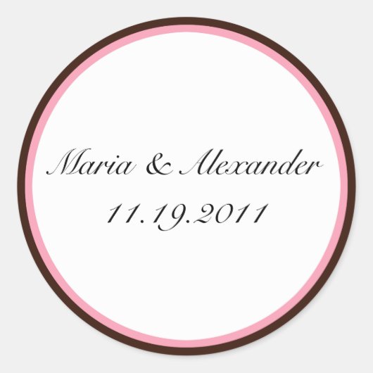 ピンクストライプチョコレートブラウンシール/シール ラウンドシール (正面)