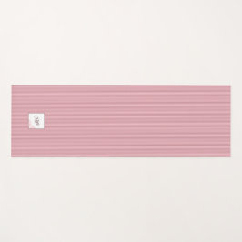 ピンクストライプバラレースイニシャルスクリプトモノグラム ヨガマット