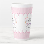 ピンクストライプパーソナライズされたフローラ母の日 カフェラテマグ (正面)