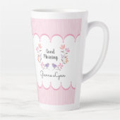 ピンクストライプパーソナライズされたフローラ母の日 カフェラテマグ (右)