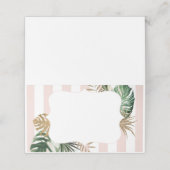 ピンクストライプビーチトロピカルプルム結婚シック プレイスカード (外部開封)