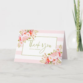 ピンクストライプピーニーフローラサンキューカード サンキューカード