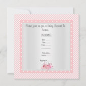 ピンクストライプフローラベビーシャワー 招待状 (裏面)
